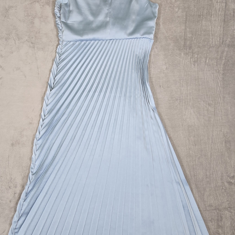 Sam Edelman Asymmetrical Blue Pleated Dress - Picture 11 of 12